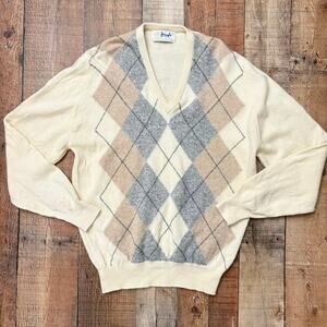 Pringle of Scotland 100% Lambswool Argyle Sweater Made in Scotland Size 40